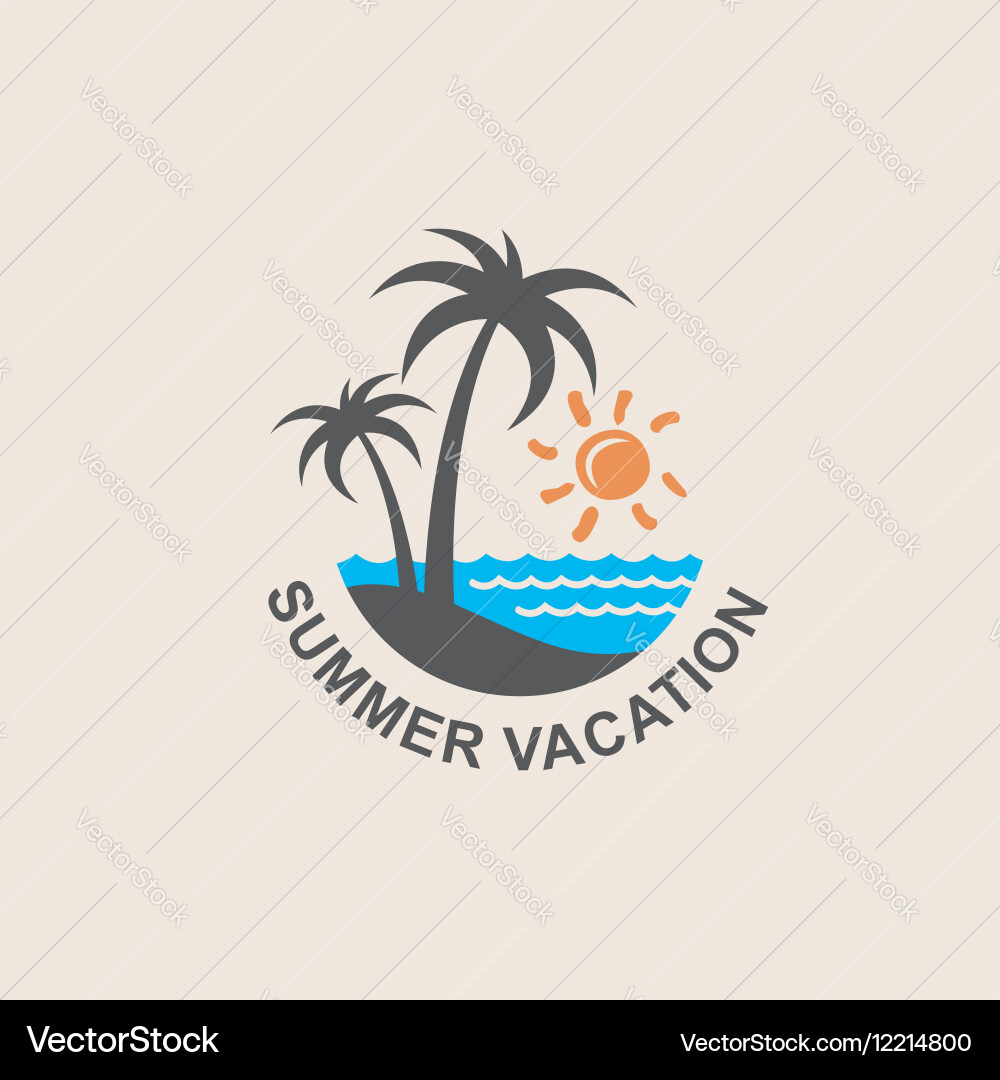 Label with palm tree Vector Image