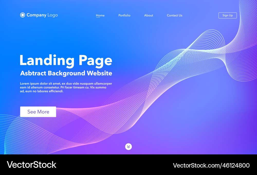 Landing page abstract wave background website Landing page abstract wave background website vector image