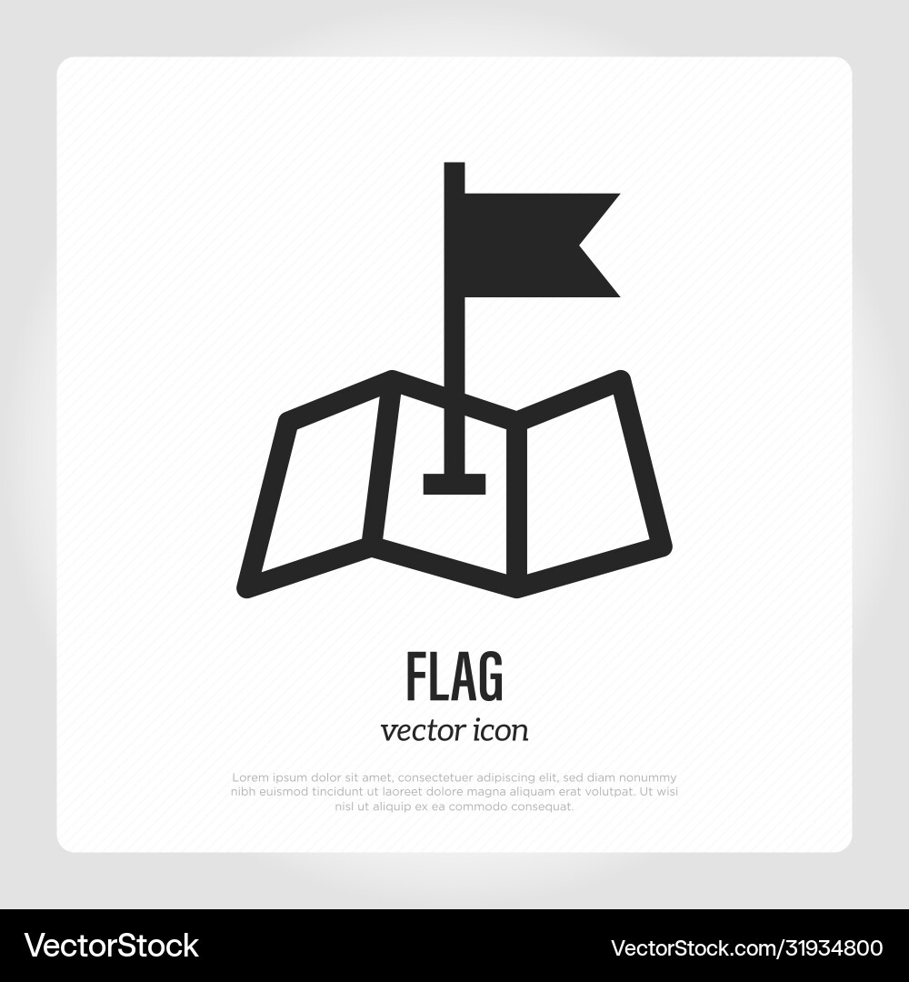 Pointer on folded map flat line icon location Vector Image