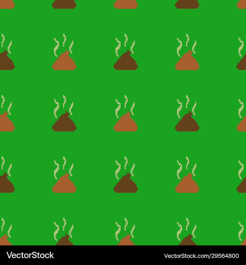 Seamless pattern pixel shit on green background Seamless pattern pixel shit on green background vector image
