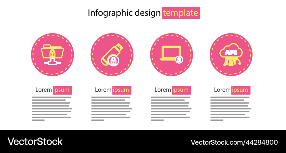 Set line laptop and lock cloud api interface usb Vector Image