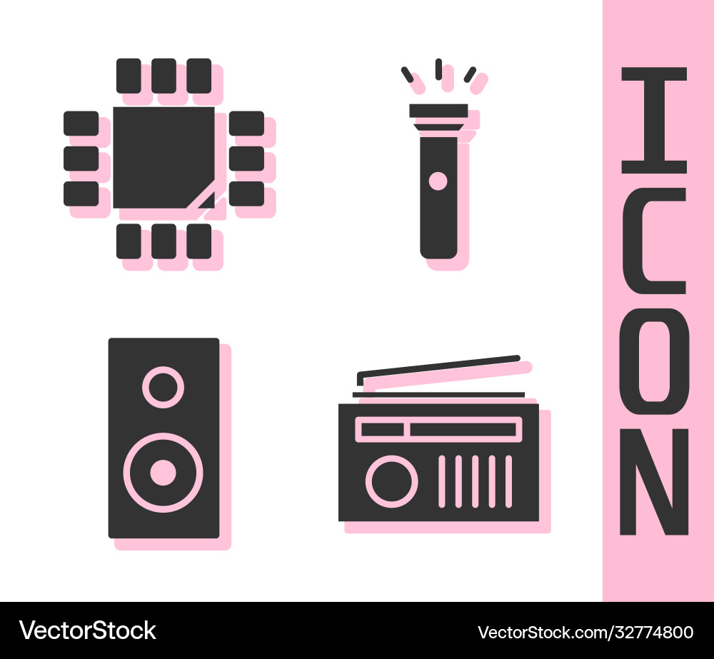 Set radio with antenna processor Set radio with antenna processor vector image