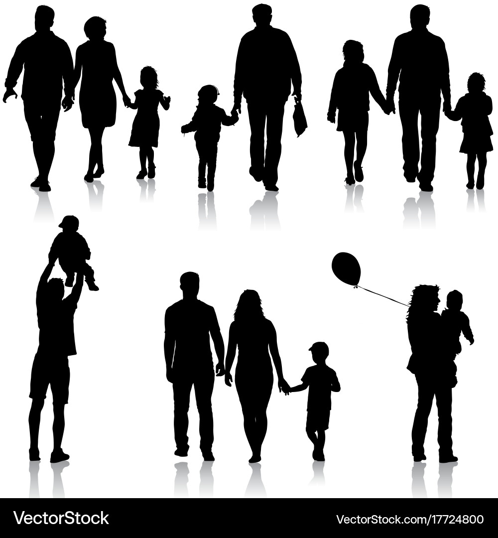 Set silhouette of happy family on a white vector image