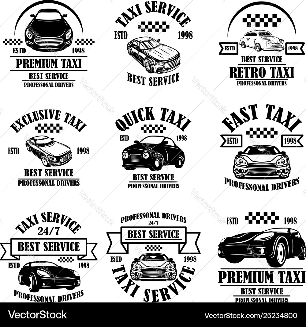 Set taxi service emblems design element Set taxi service emblems design element vector image