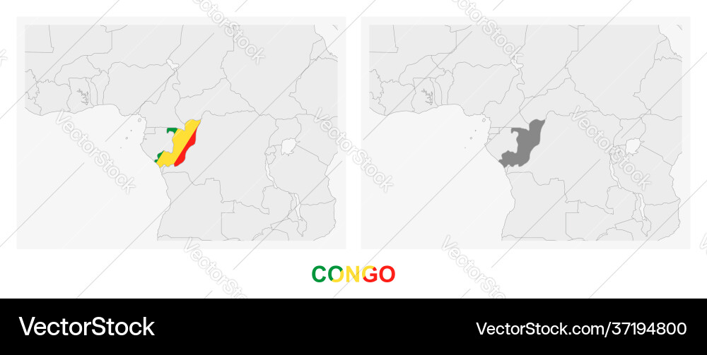 Two versions map congo with flag vector image