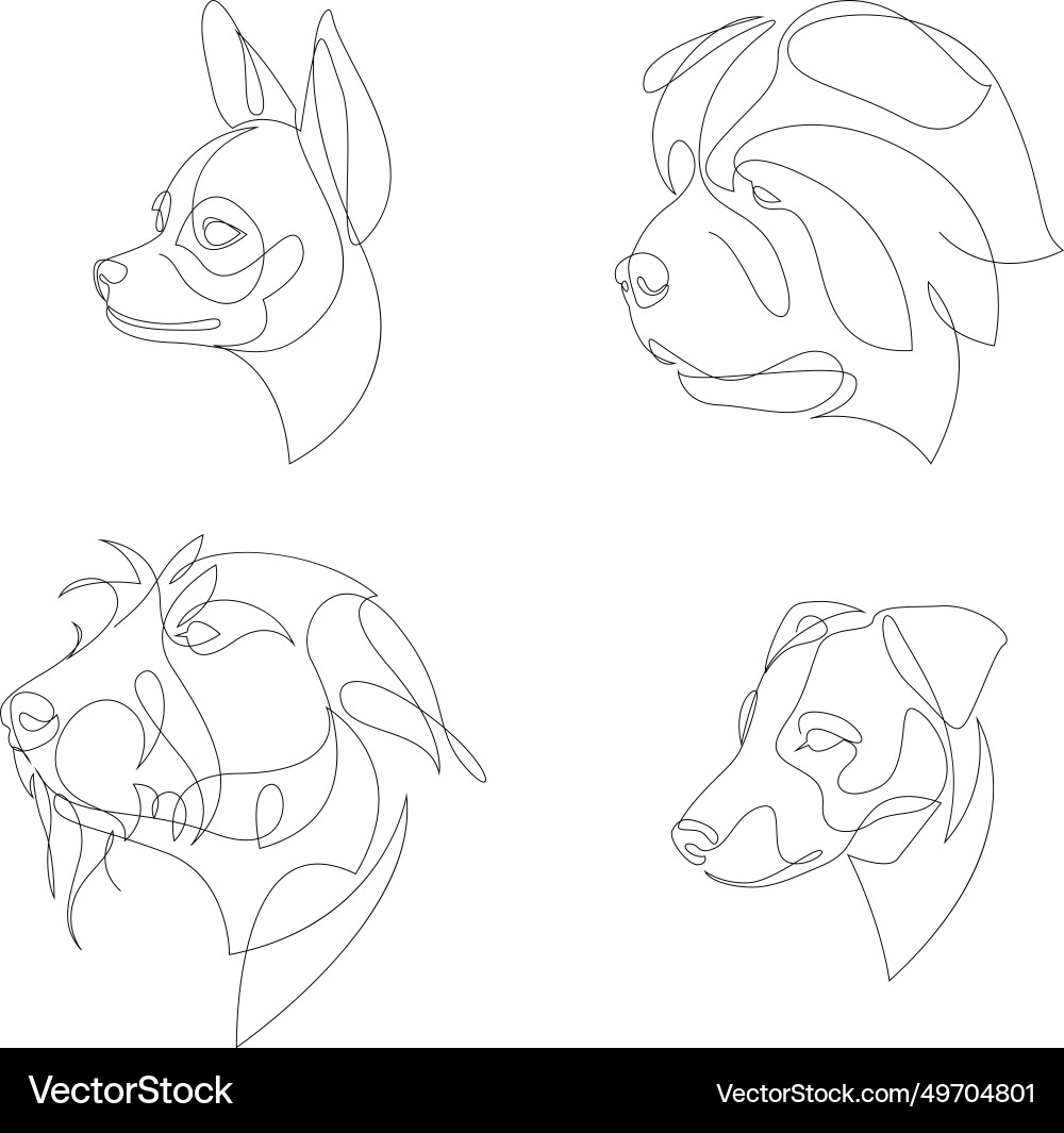 Breeds of dogs drawn in minimal style set one Vector Image