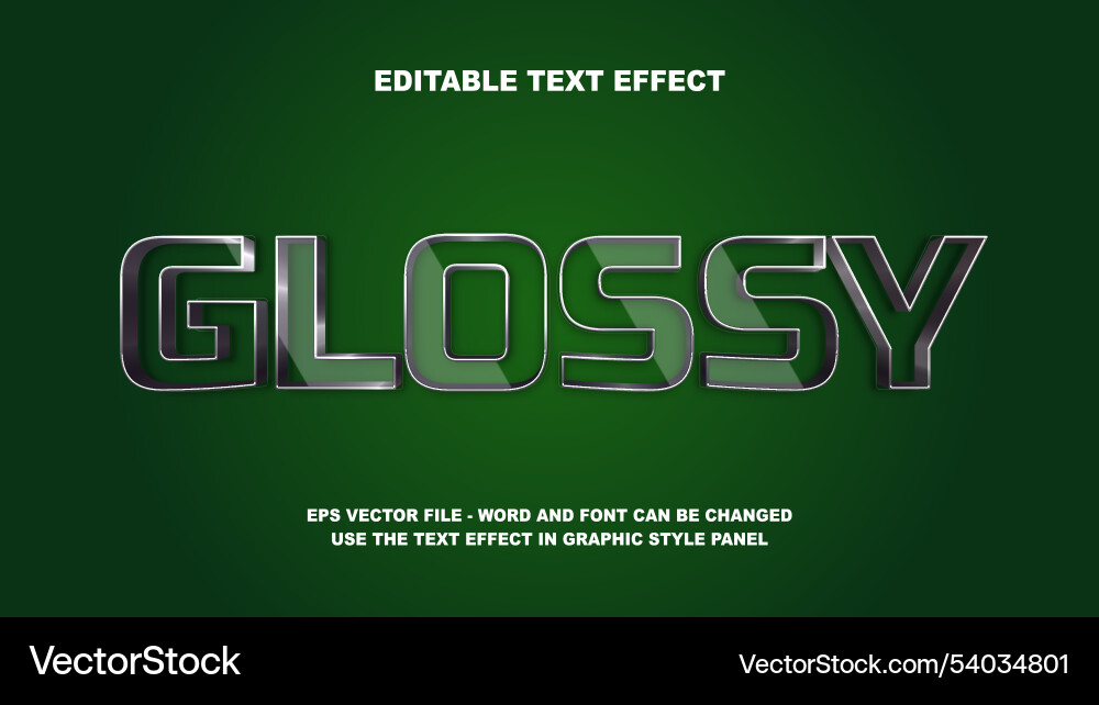 Editable text effect glossy 3d template Editable text effect glossy 3d template vector image