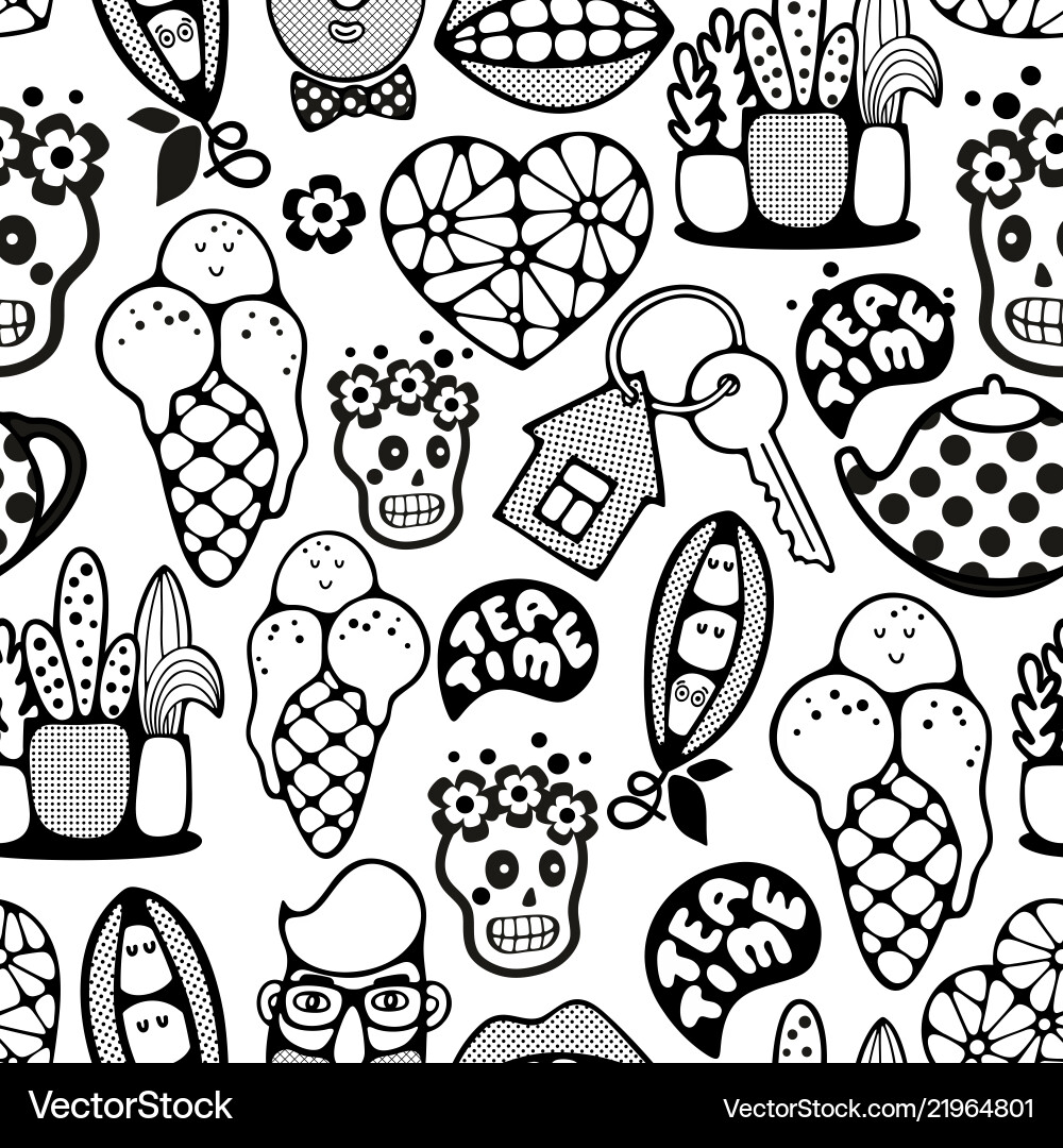 Endless pattern with cartoon characters Endless pattern with cartoon characters vector image