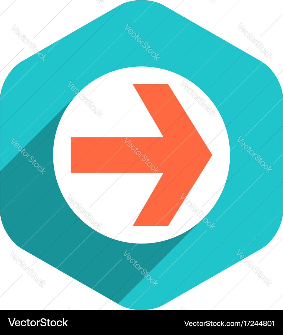 Flat arrow sign round icon hexagon button Vector Image