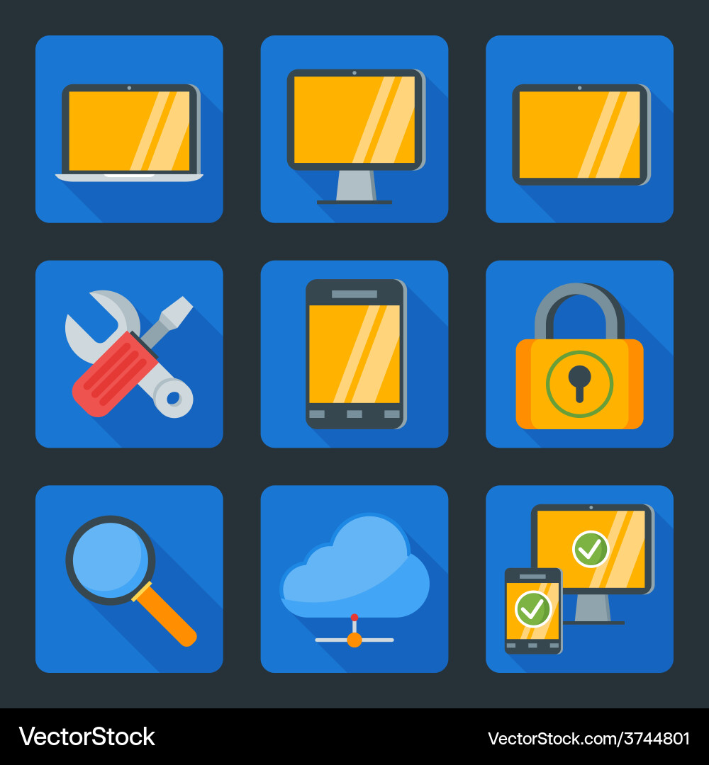 Flat style icon set for web and mobile application vector image