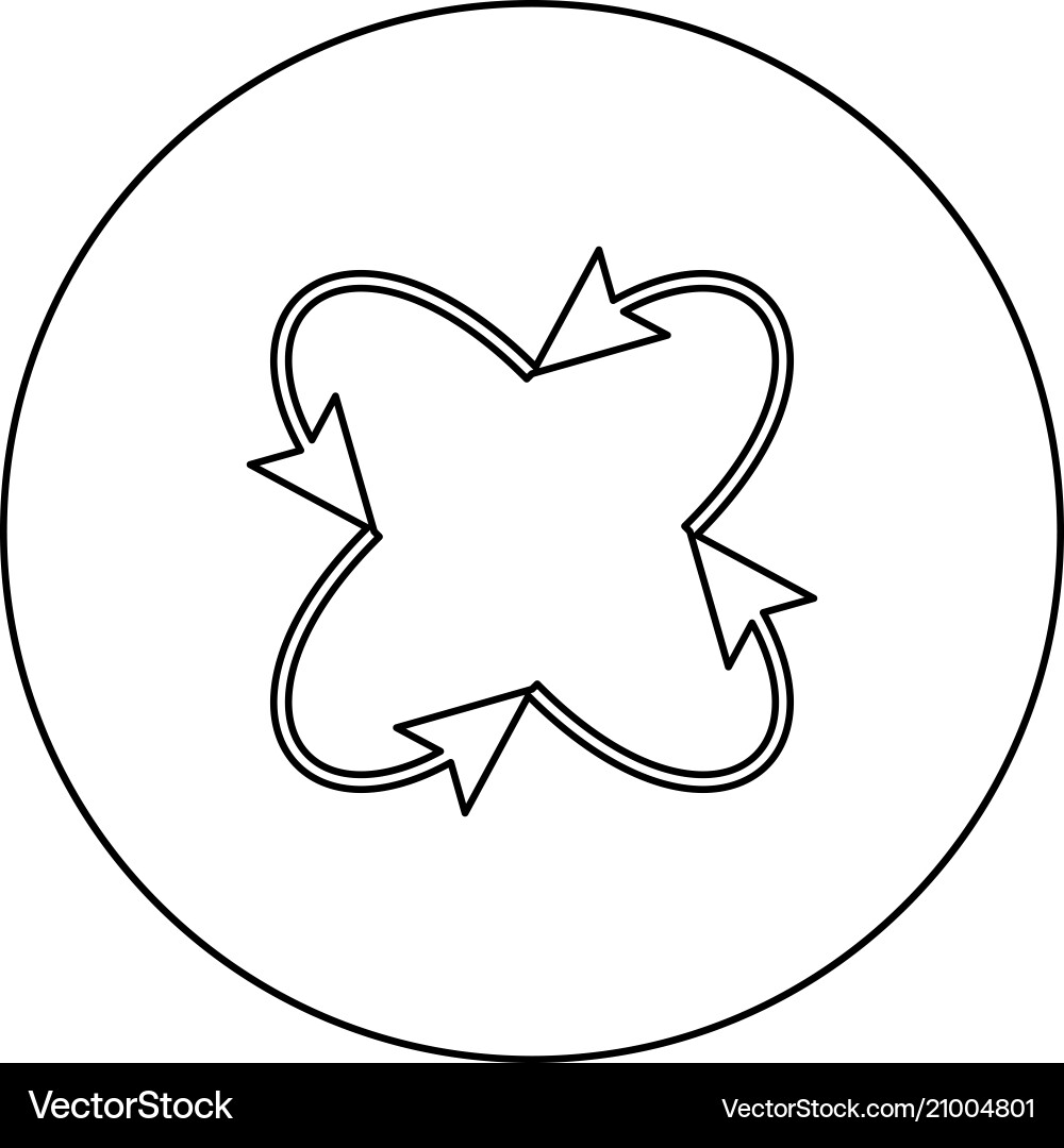 Four arrows in loop and from center black icon Four arrows in loop and from center black icon vector image