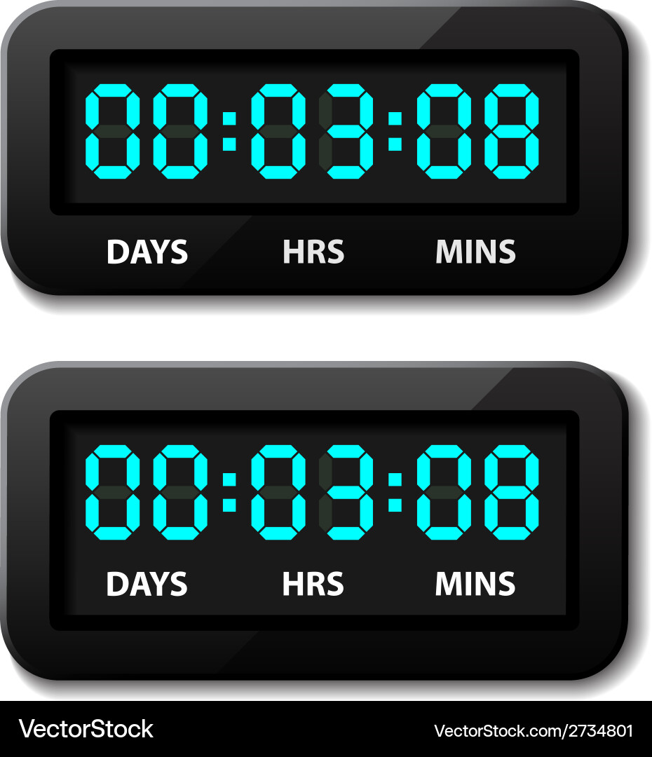 Glowing Digital Countdown Timer Vector Image