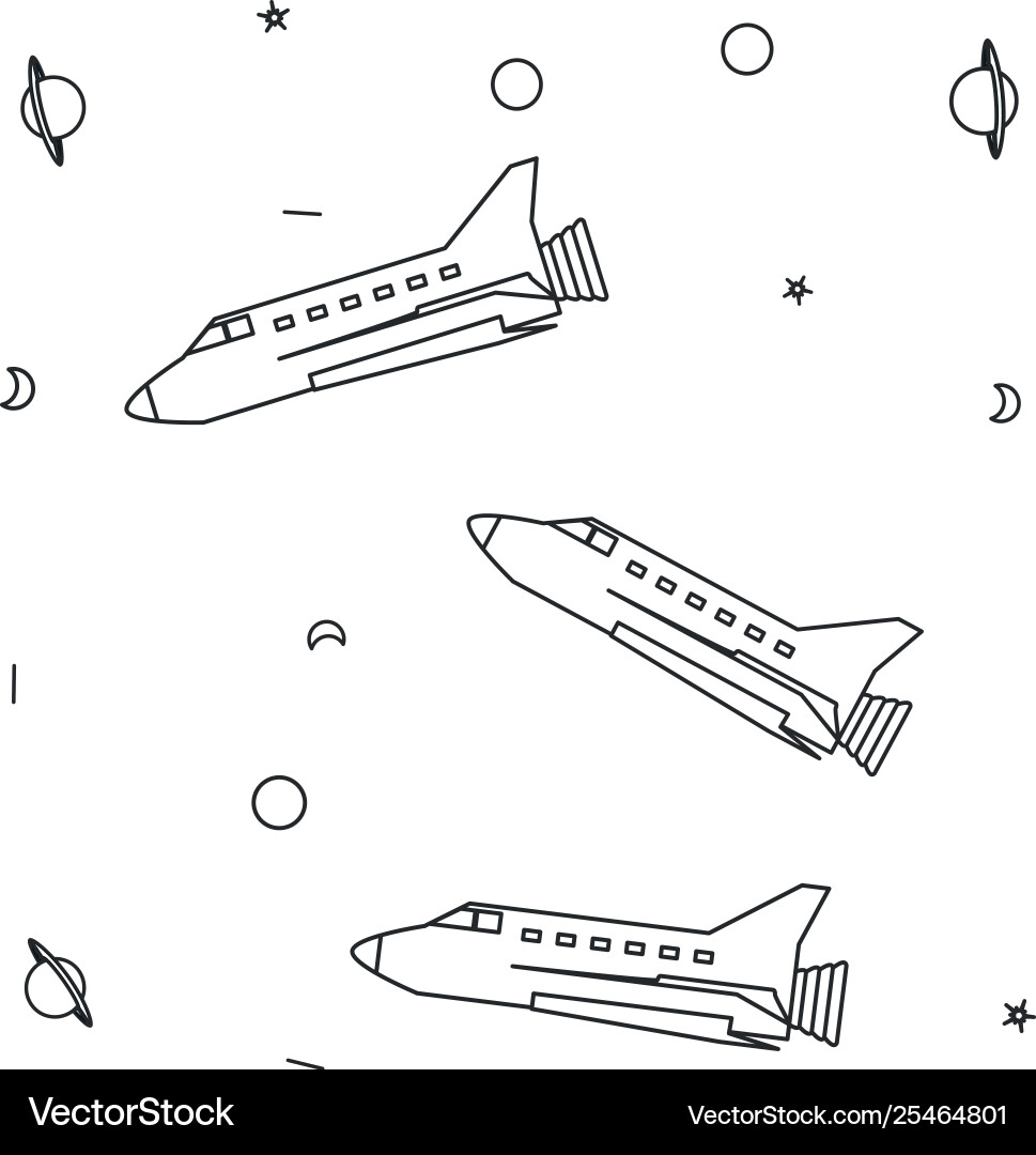 Pattern space shuttles with planets saturn Vector Image