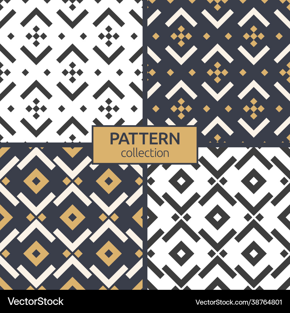 Set four seamless patterns repeating ethnic Set four seamless patterns repeating ethnic vector image