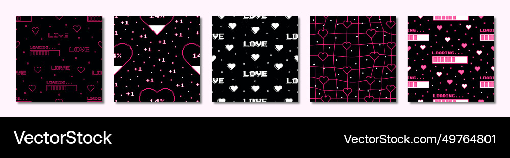 Set of seamless patterns in y2k style Set of seamless patterns in y2k style vector image