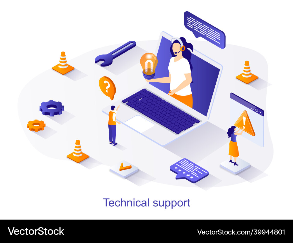 Technical Support Isometric Web Concept vector image