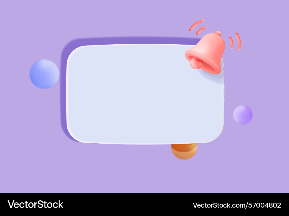 3d minimal notification bell icon with color 3d minimal notification bell icon with color vector image