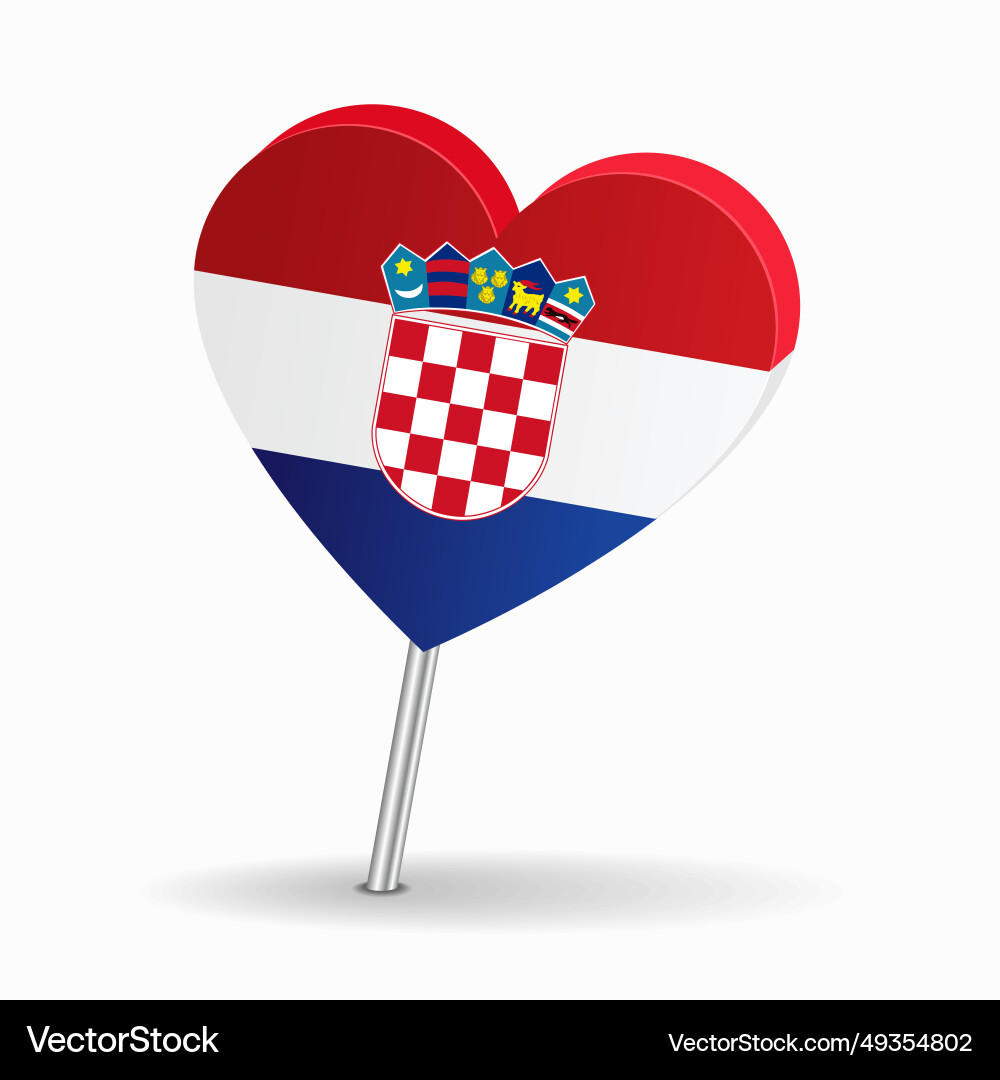 Croatian flag heart-shaped map pointer layout Croatian flag heart-shaped map pointer layout vector image