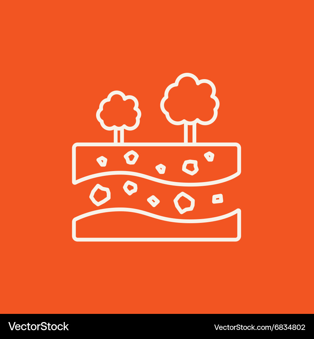 Cut of soil with different layers and trees on top Vector Image