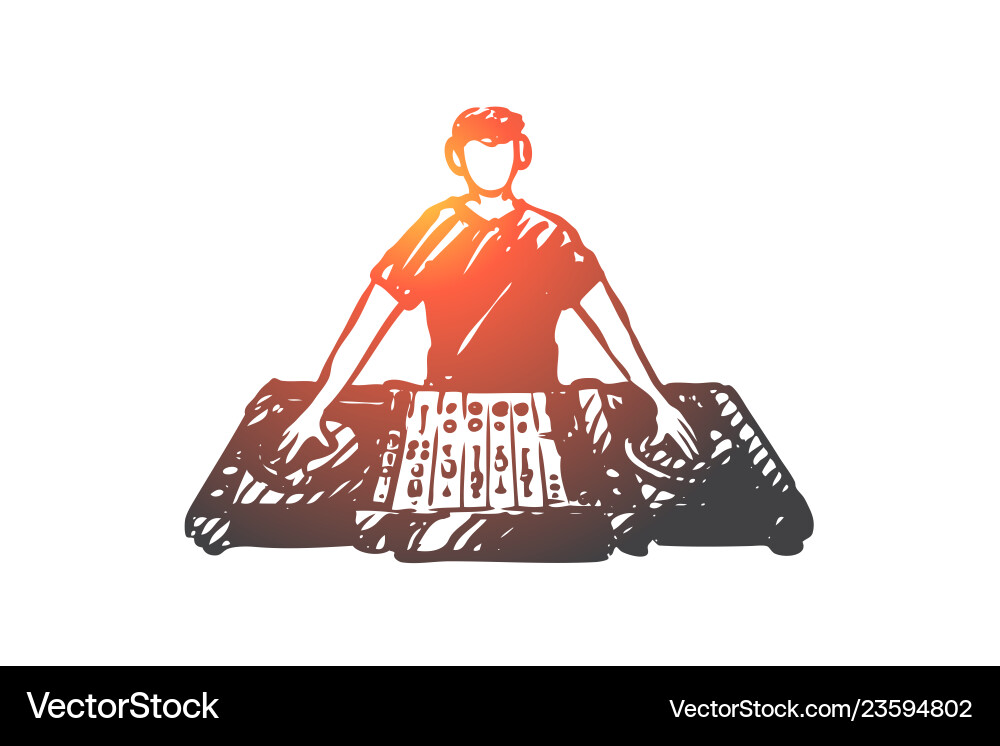 Dj Musik Club Disco Party Konzept Hand gezeichnet Dj Musik Club Disco Party Konzept Hand gezeichnet vektorbild