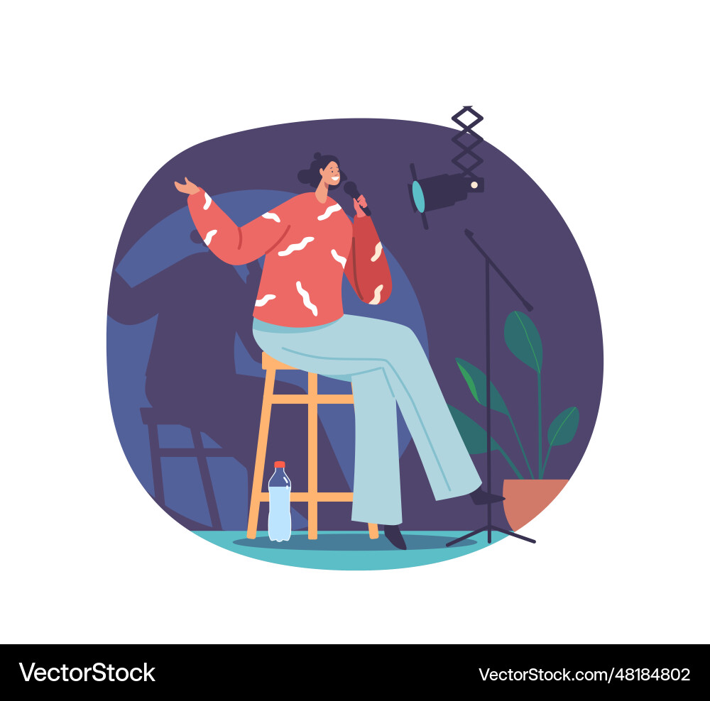 Dynamic female comedian character commands Vector Image
