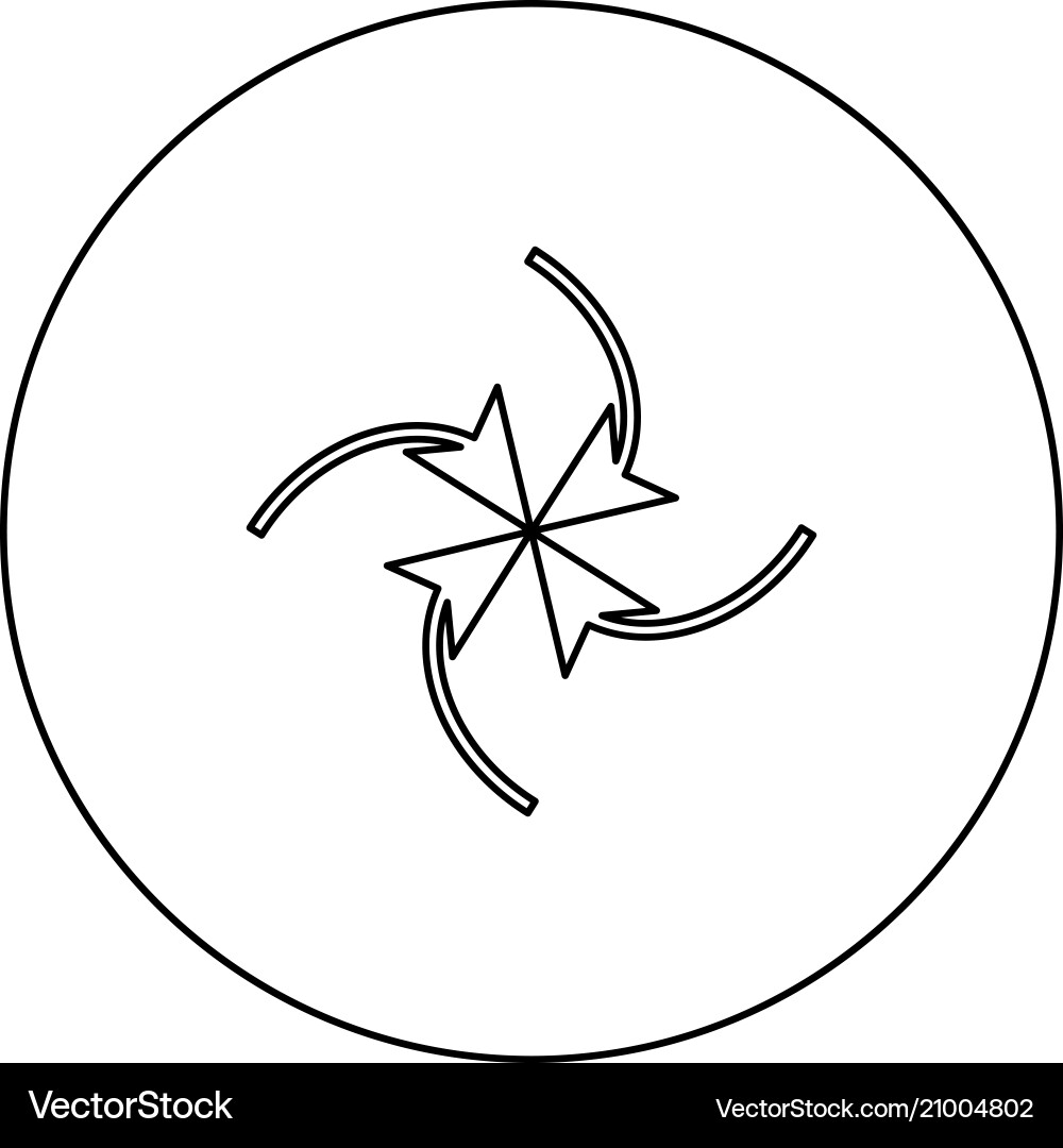 Four arrows in loop center black icon outline Four arrows in loop center black icon outline vector image