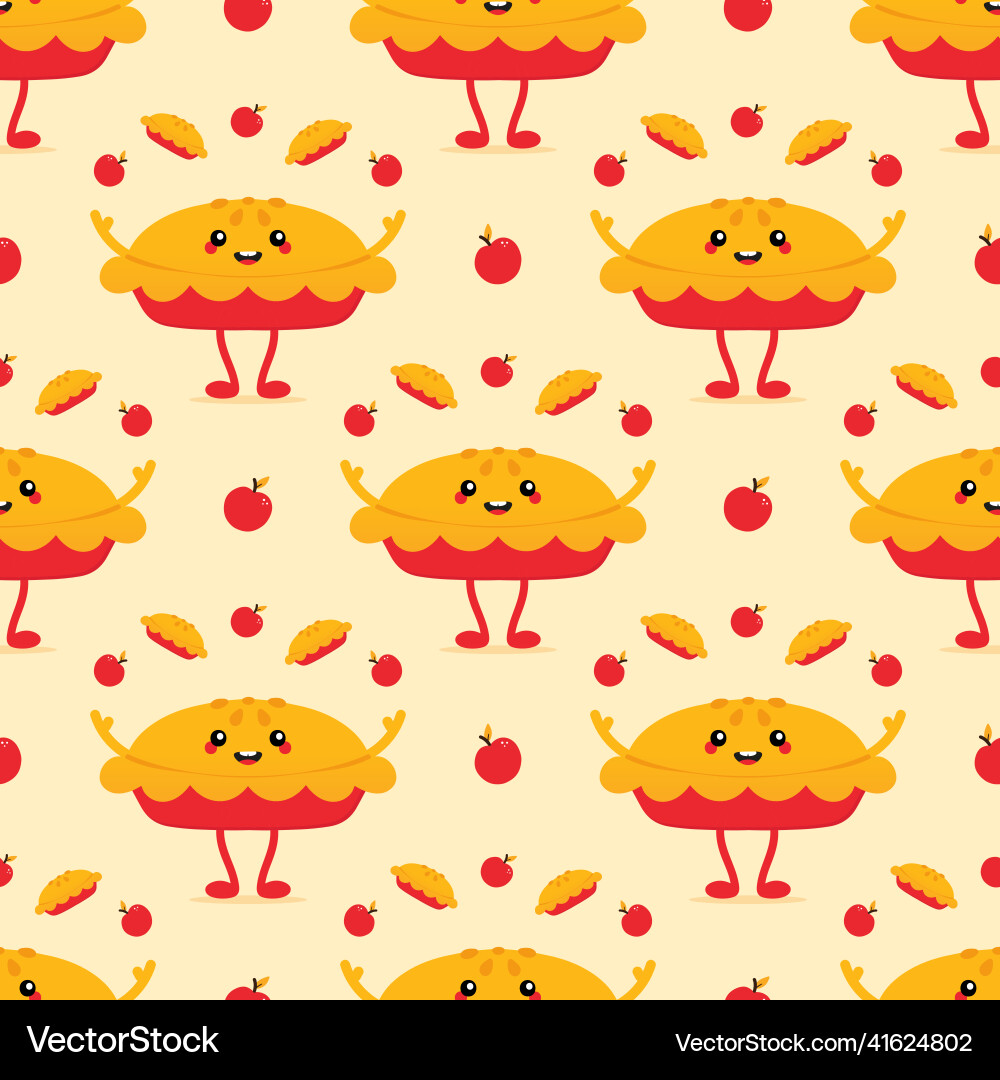 Juggling apple pie character pattern Vector Image