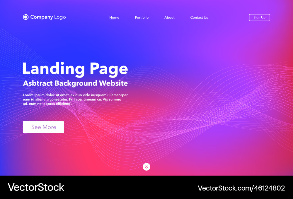 Landing page abstract wave background website Landing page abstract wave background website vector image