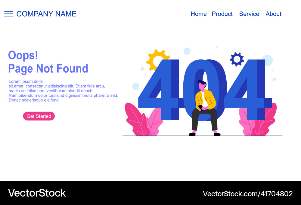 Page not found metaphor error 404 creative Vector Image