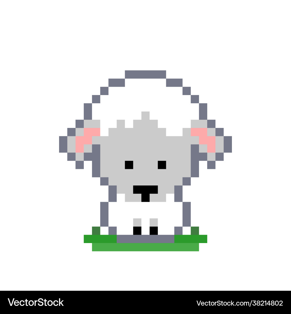 Pixel sheep image for 8 bit game assets vector image
