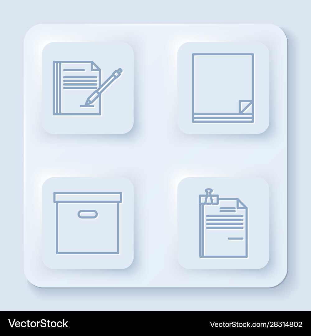 Set line blank notebook and pen file document vector image