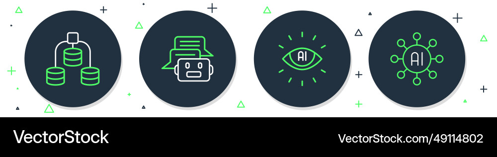 Set line chat bot artificial intelligence ai Set line chat bot artificial intelligence ai Vector Image