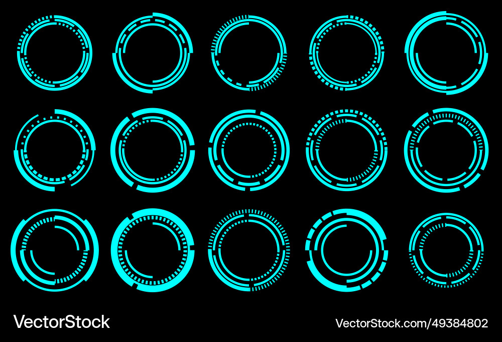 Set of sci fi blue circle user interface elements Set of sci fi blue circle user interface elements vector image
