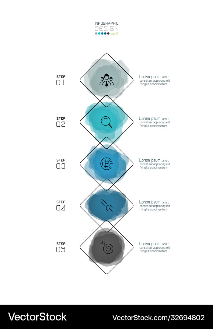 Square abstract design 5 steps use Square abstract design 5 steps use vector image
