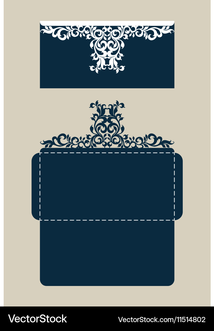 Template envelope with carved openwork pattern vector image