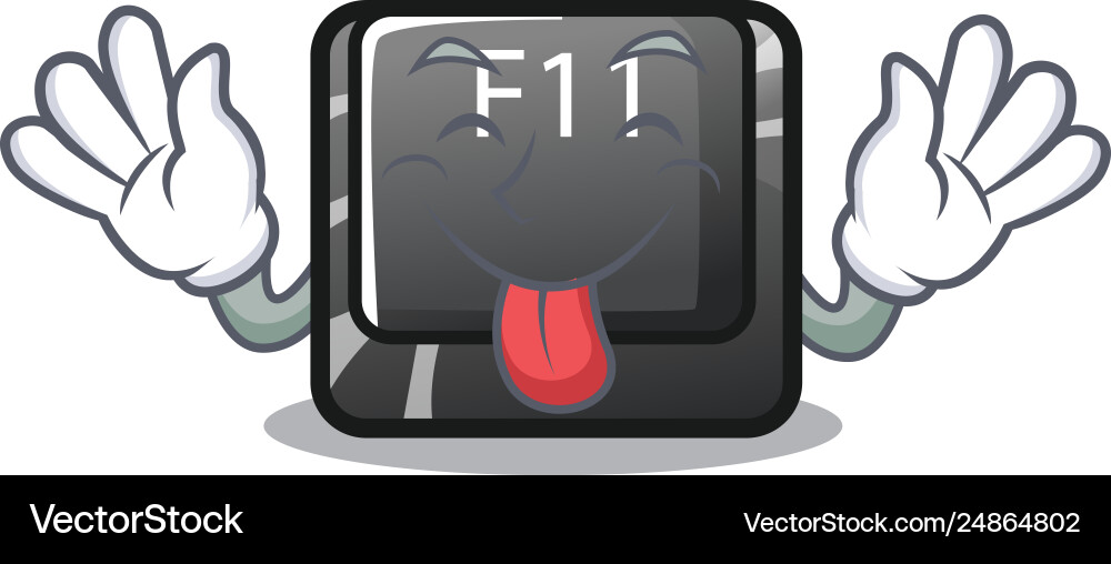 Tongue out button f11 on a cartoon computer vector image