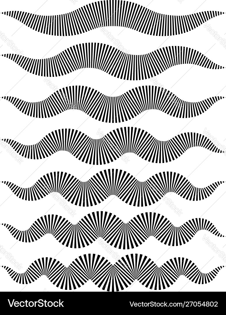 Wavy billow zigzag line element set lines Wavy billow zigzag line element set lines Vector Image