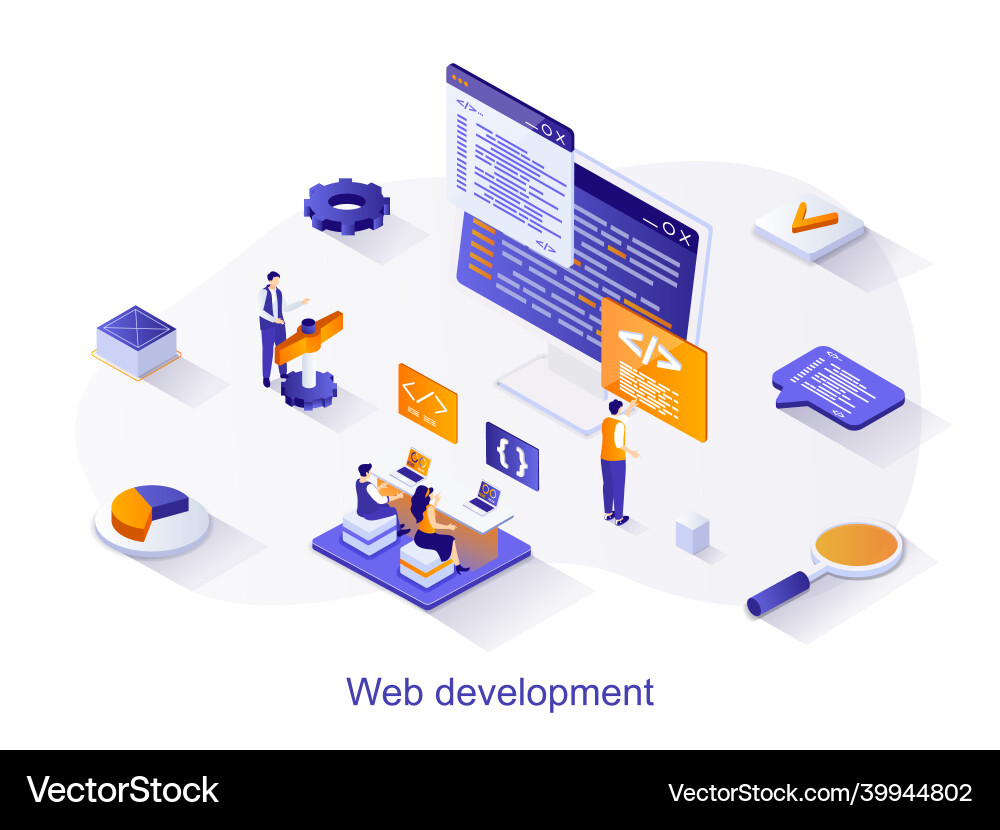 Web Development Isometric Concept vector image