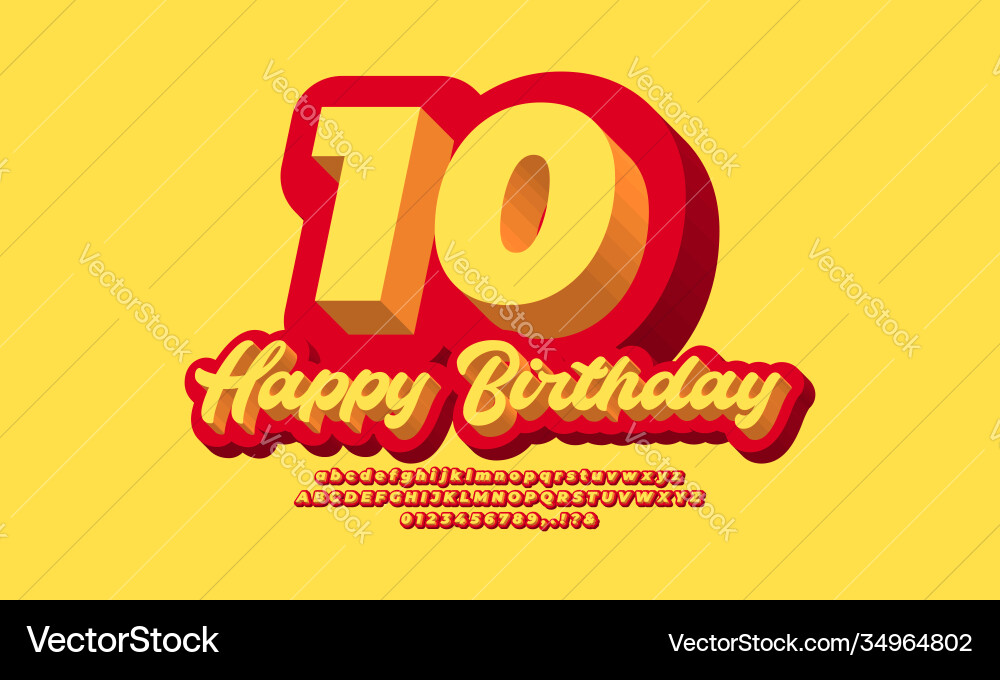 Yellow and red 3d alphabet text effect or font Yellow and red 3d alphabet text effect or font Vector Image