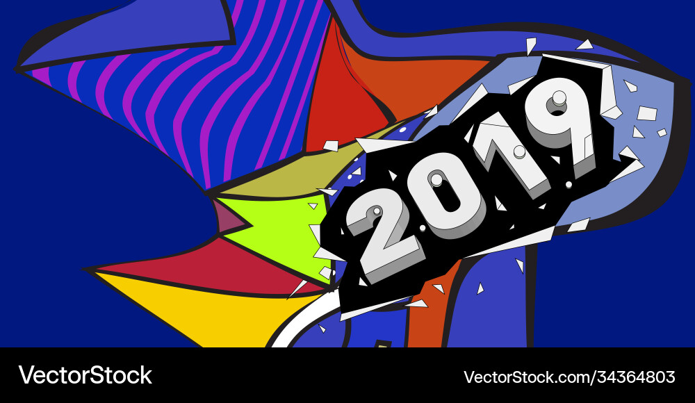 2019 new year text with colorful abstract Vector Image