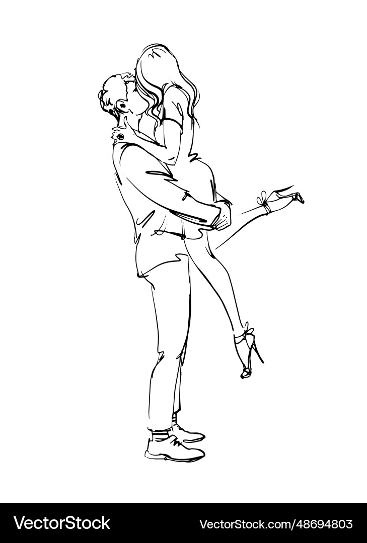 A young beautiful couple in love kisses the guy A young beautiful couple in love kisses the guy vector image