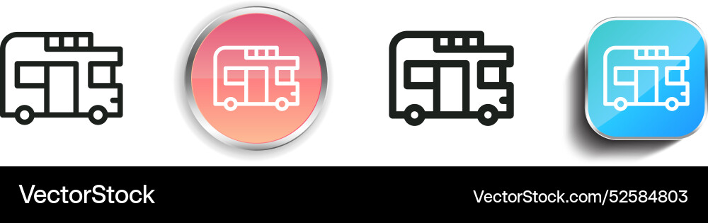 Caravan icon thin linear regular and button style Caravan icon thin linear regular and button style vector image
