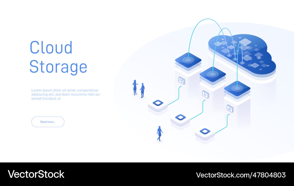 Cloud storage isometric computer service Cloud storage isometric computer service vector image