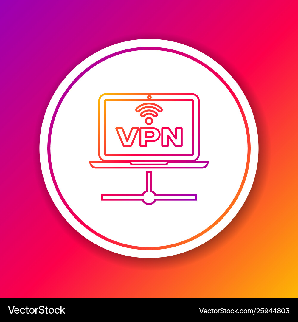 Color vpn computer network line icon isolated Color vpn computer network line icon isolated vector image