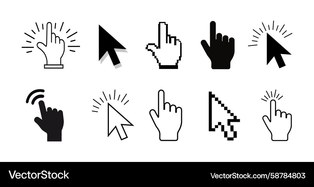Computer mouse pointer cursor icon arrow clicks Vector Image