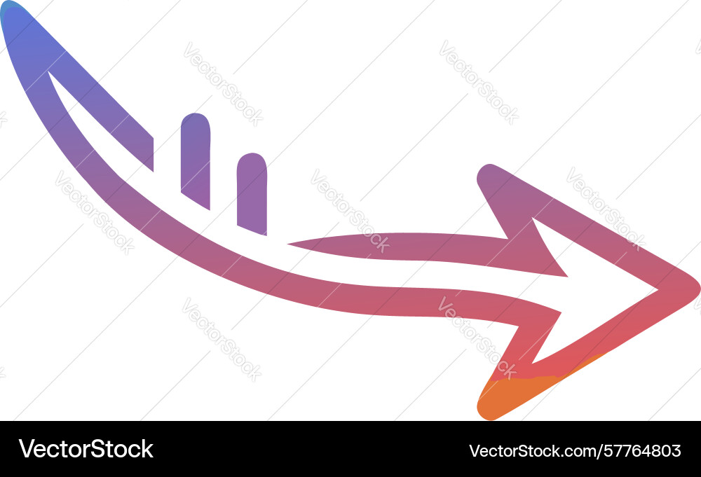Curved right arrow gradient design vector image