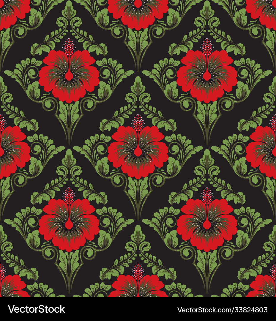 Damask seamless pattern element classical Damask seamless pattern element classical vector image