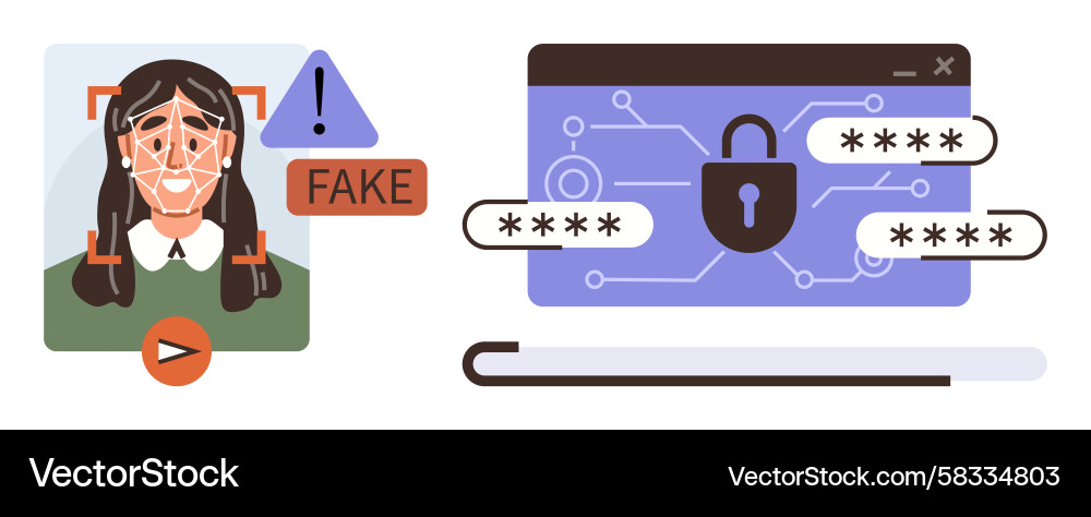 Deepfake Detection & Cybersecurity Vector Image