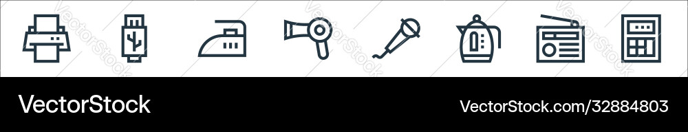 Electronics line icons linear set quality Electronics line icons linear set quality vector image