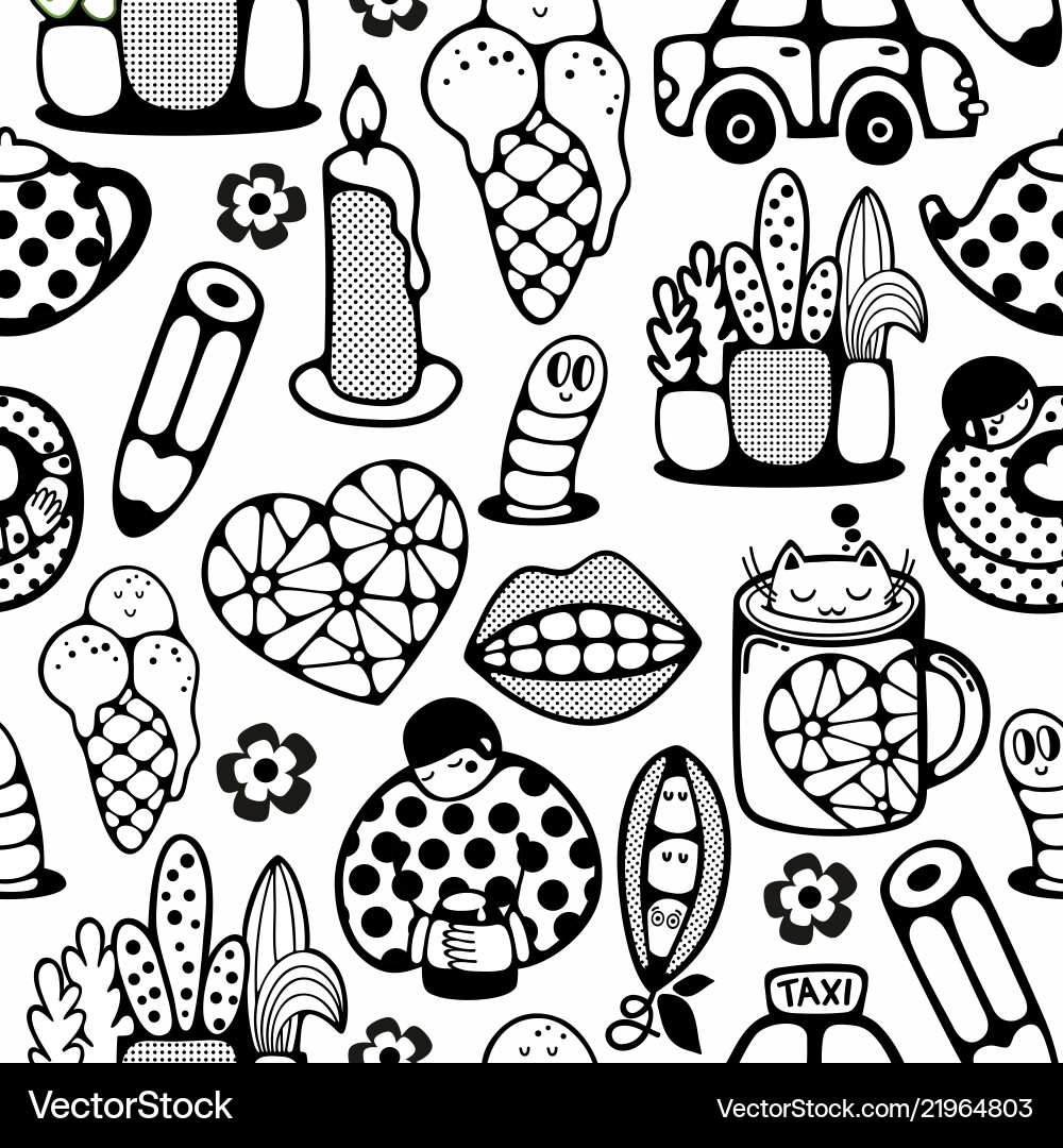 Endless pattern with cartoon characters Vector Image
